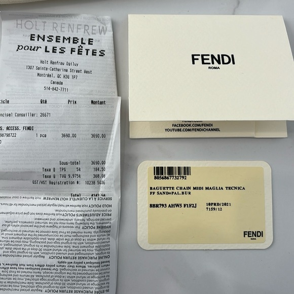 FENDI BAGUETTE CHAIN MIDI MAGLIA FF SAND - 100 % AUTHENTIC - Picture 6 of 11